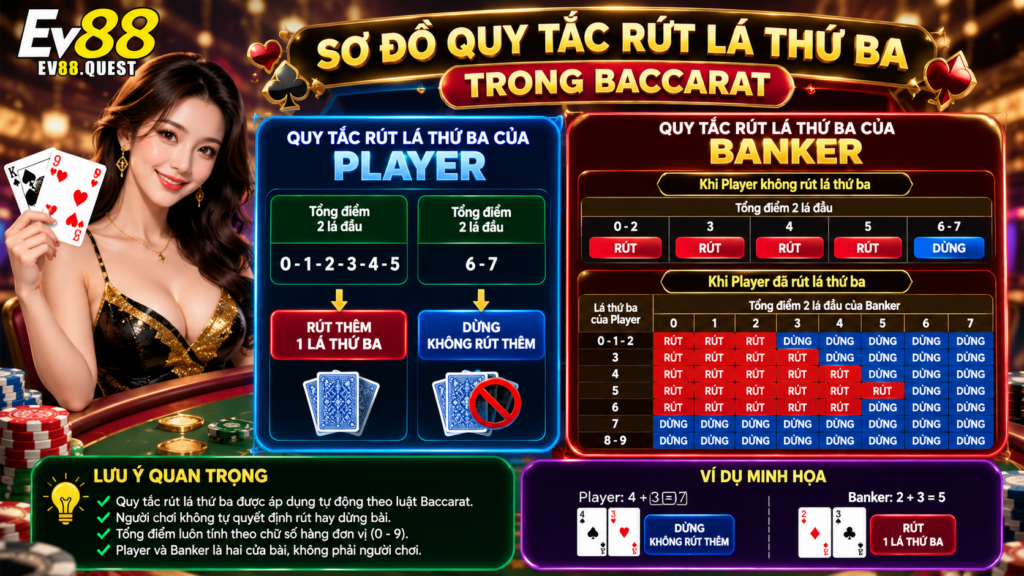 Sơ đồ quy tắc rút lá thứ ba của Player và Banker