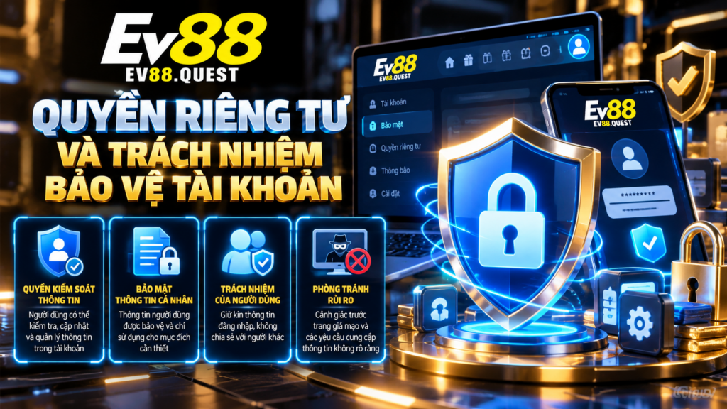 Quyền riêng tư và trách nhiệm bảo vệ tài khoản EV88