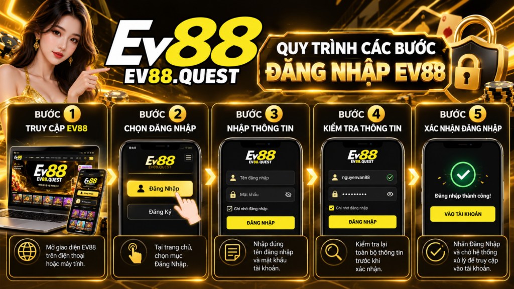 Quy trình các bước Đăng Nhập EV88