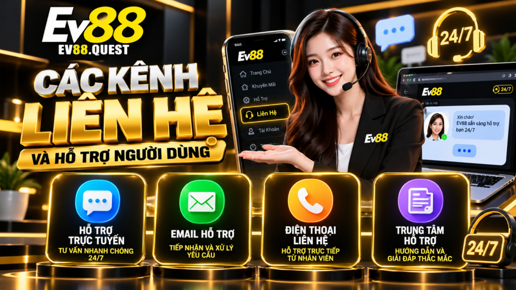 Các kênh Liên Hệ và hỗ trợ người dùng EV88
