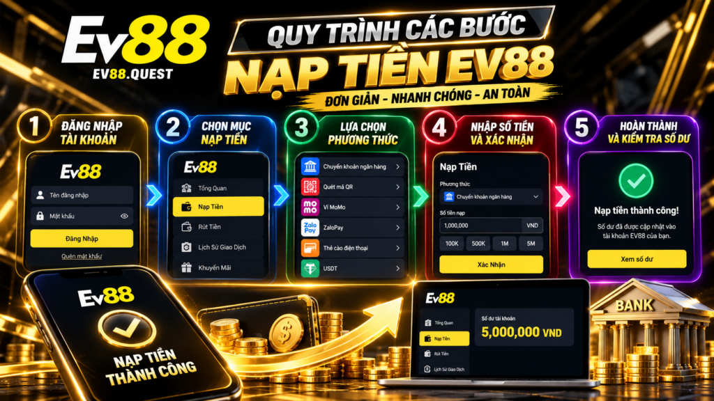 Quy trình các bước Nạp Tiền EV88