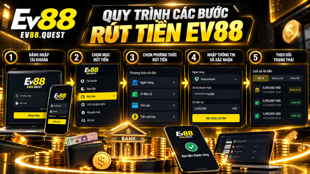 Quy trình các bước Rút Tiền EV88